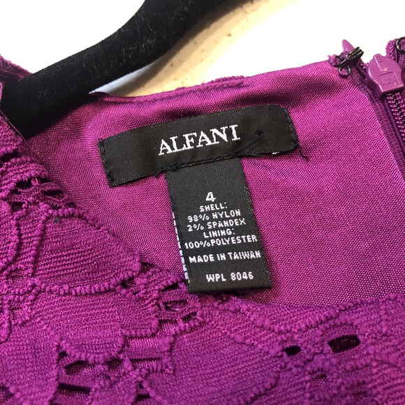 Alfani Purple Floral Lace Midi Dress Size 4 - EUC - Picture 4 of 8